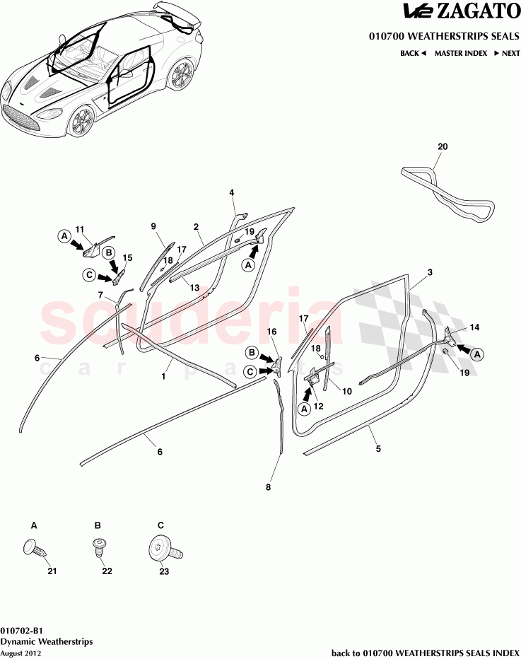 Dynamic Weatherstrips of Aston Martin Aston Martin V12 Zagato