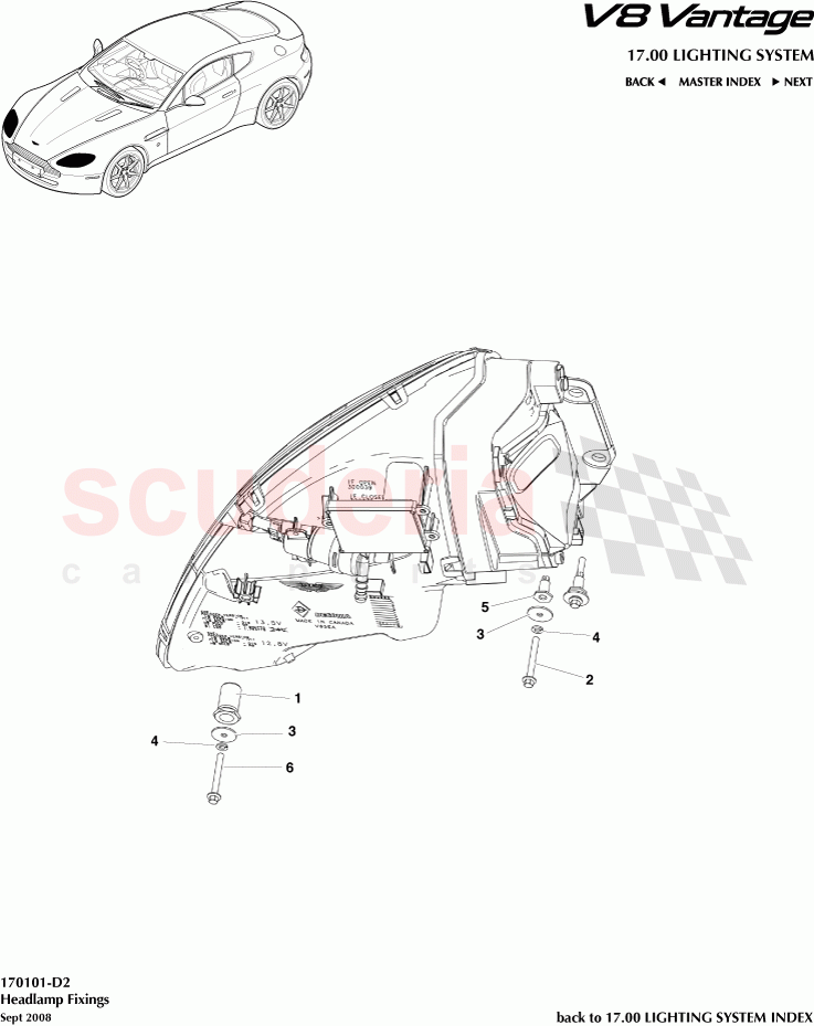 Headlamp Fixings of Aston Martin Aston Martin V8 Vantage (upto 2016)