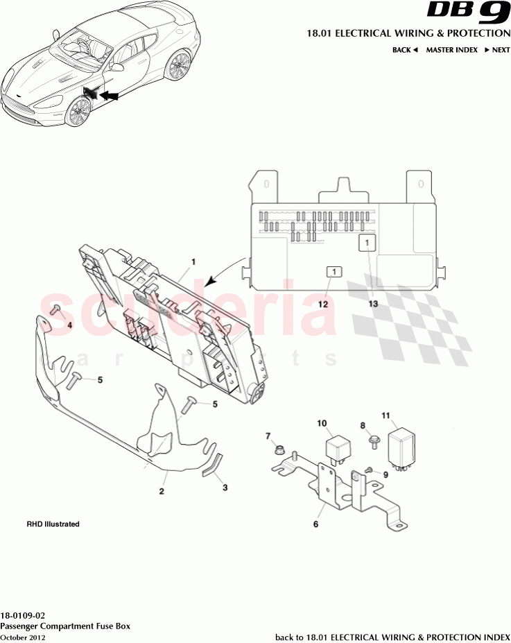 Passenger Compartment Fuse Box of Aston Martin Aston Martin DB9 (2013-2016)