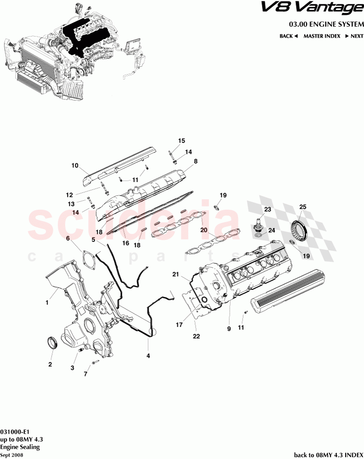 Engine Sealing of Aston Martin Aston Martin V8 Vantage (upto 2016)