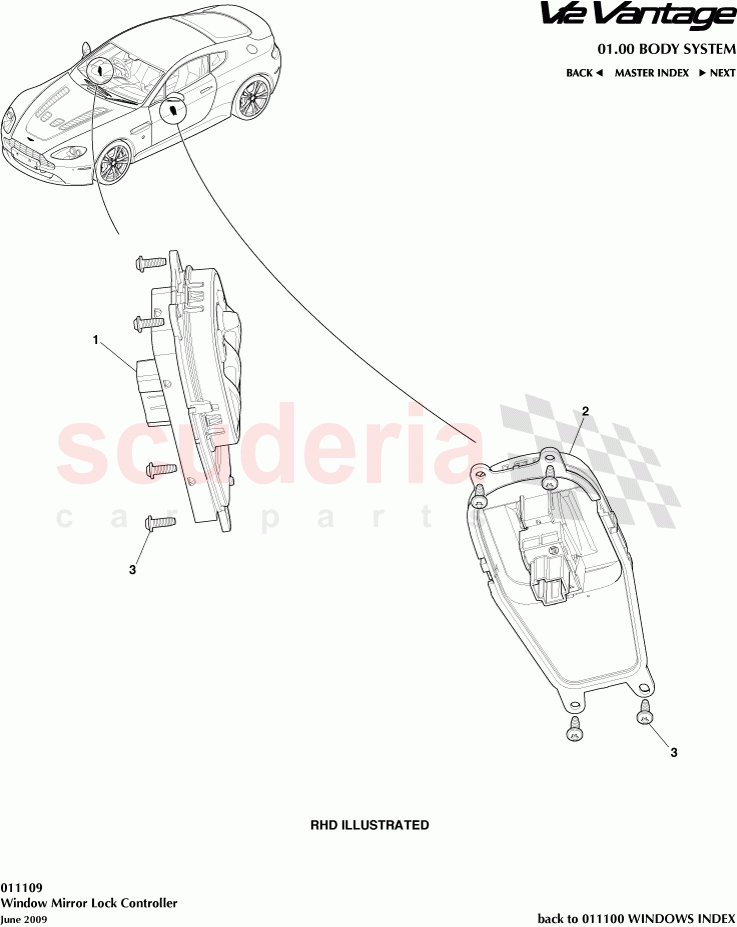 Window Mirror Lock Controller of Aston Martin Aston Martin V12 Vantage (upto 2016)