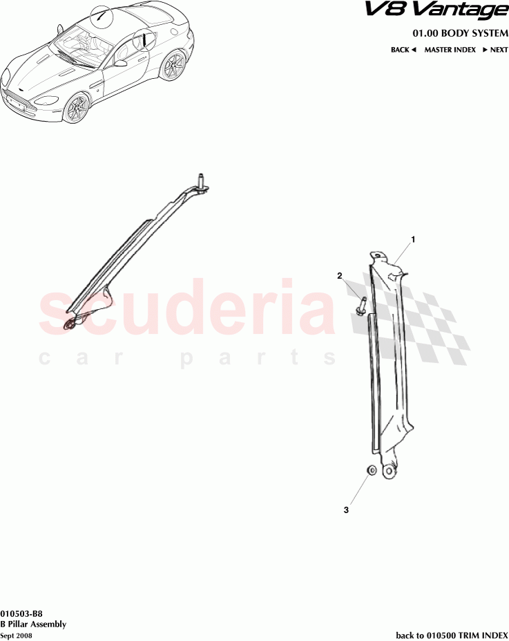 B Pillar Assembly of Aston Martin Aston Martin V8 Vantage (upto 2016)