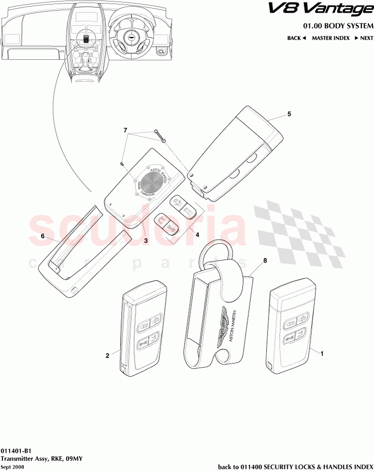 Transmitter Assembly, RKE (2009) of Aston Martin Aston Martin V8 Vantage (upto 2016)