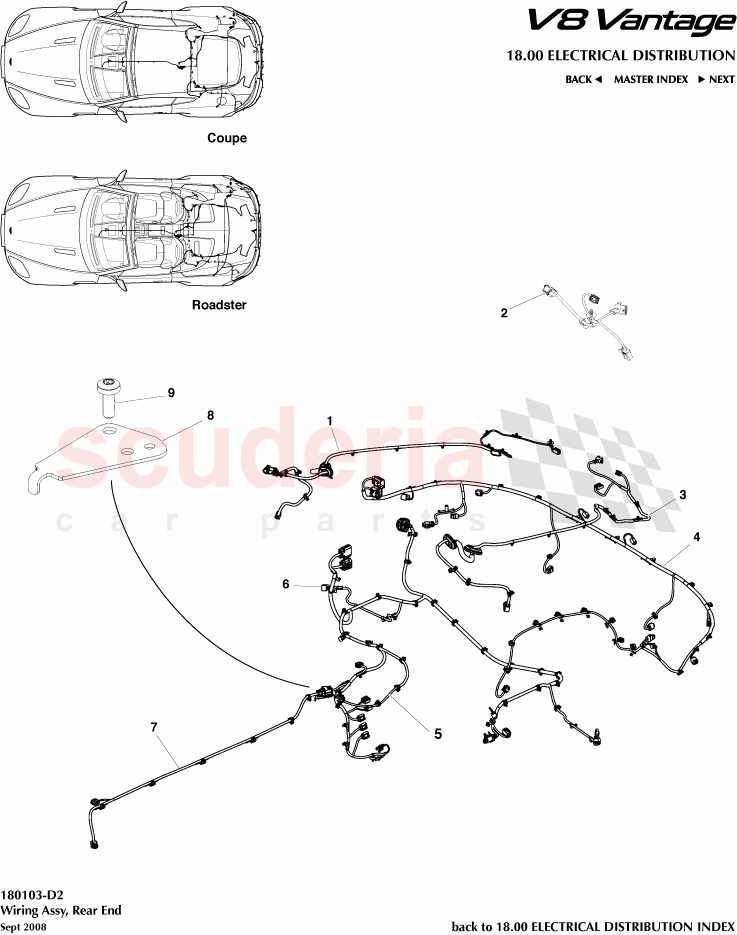 Wiring Assembly, Rear End of Aston Martin Aston Martin V8 Vantage (upto 2016)