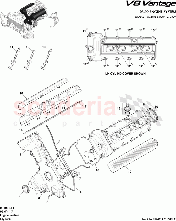 Engine Sealing of Aston Martin Aston Martin V8 Vantage (upto 2016)