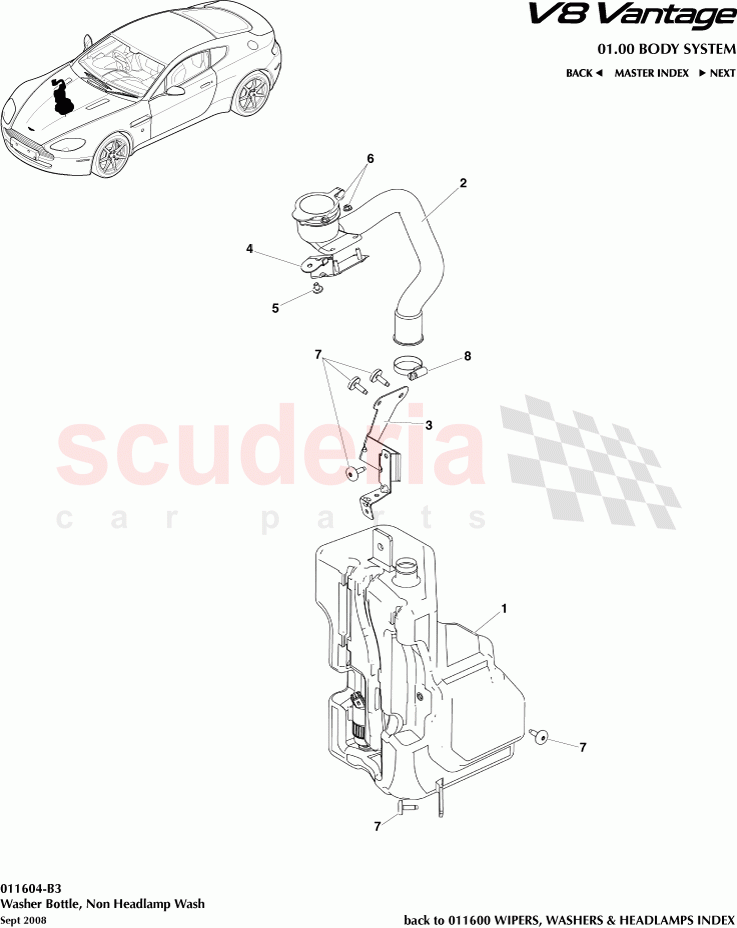 Washer Bottle, Non Headlamp Wash of Aston Martin Aston Martin V8 Vantage (upto 2016)
