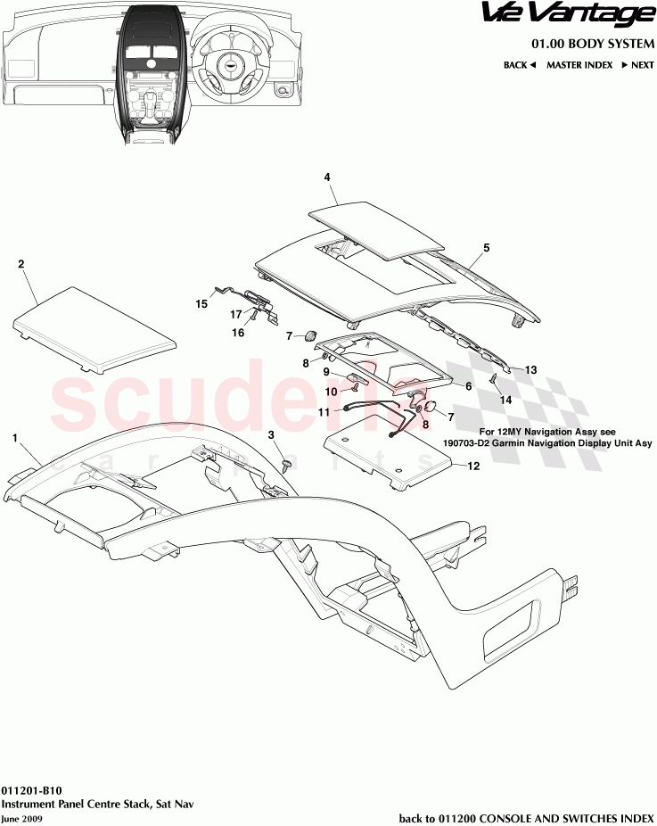 Instrument Panel Centre Stack, Sat Nav of Aston Martin Aston Martin V12 Vantage (upto 2016)