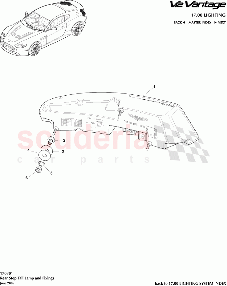Rear Stop Tail Lamps and Fixings of Aston Martin Aston Martin V12 Vantage (upto 2016)