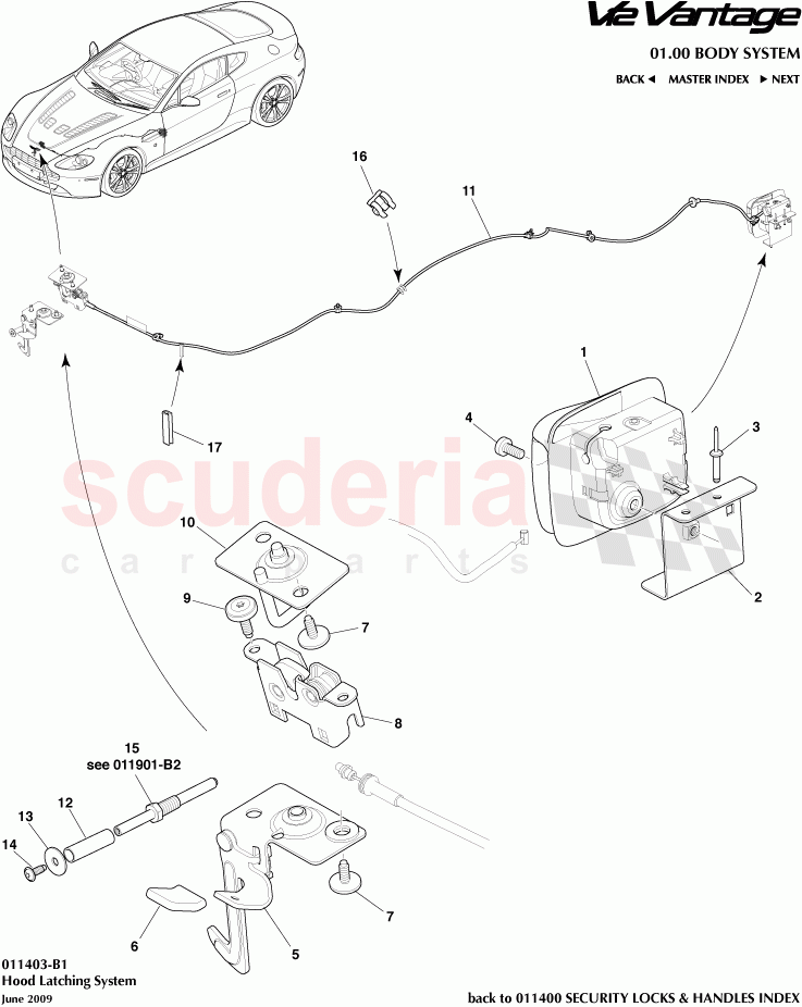 Hood Latching System of Aston Martin Aston Martin V12 Vantage (upto 2016)