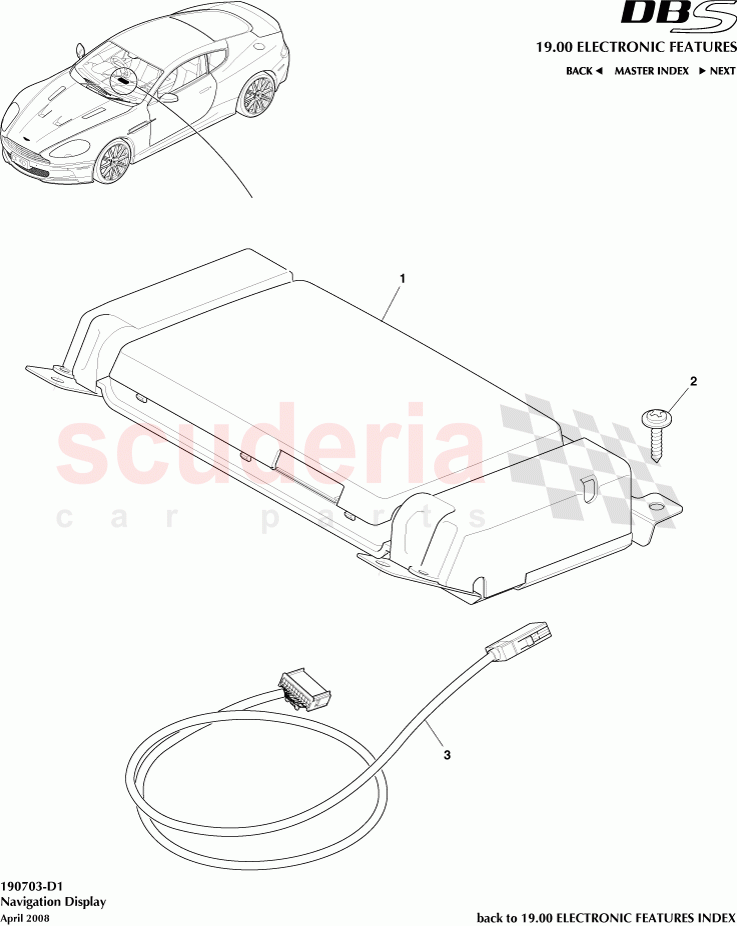 Navigation Display of Aston Martin Aston Martin DBS V12