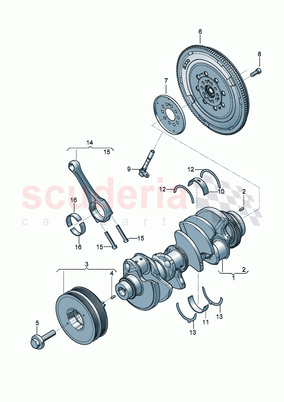 flywheel V-belt pulley with vibration damper Crankshaft conrod bearing shell of Bentley Bentley New Continental Convertible (2019-2024)