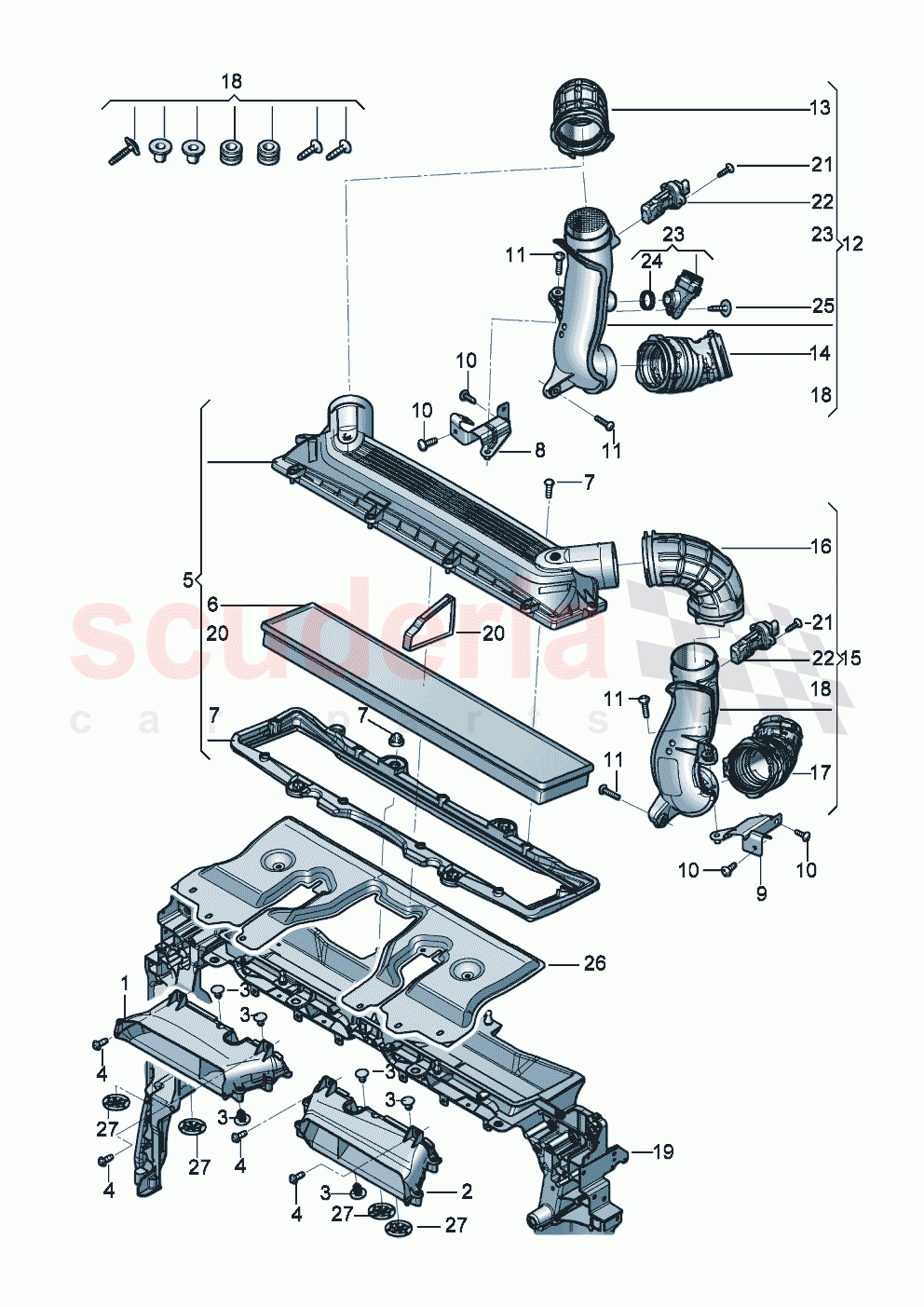 Air filter Intake air duct Intake hose Air mass meter D - 05.07.2021>> of Bentley Bentley New Continental Convertible (2019-2024)