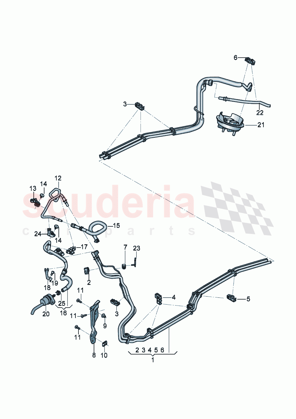 1 set of fuel pipes with breather tube Fuel supply line Breather line of Bentley Bentley New Continental Convertible (2019-2024)