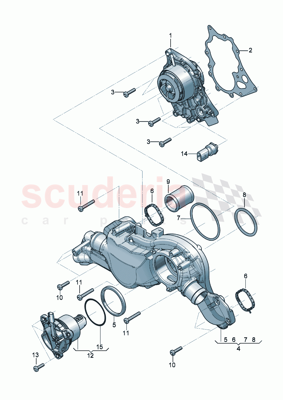 Coolant pump Distributor for coolant thermostat of Bentley Bentley New Continental GT (2019-2024)