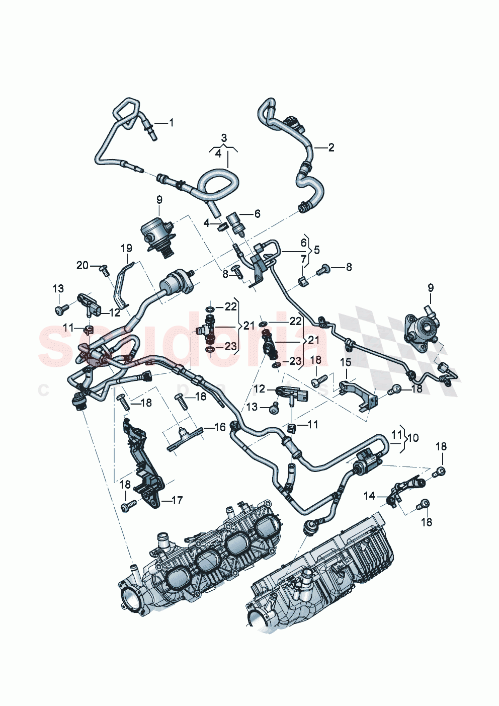 Fuel supply line Breather line Valve for active charcoal canister D - MJ 2023>> - MJ 2023 of Bentley Bentley New Continental GT (2019-2024)