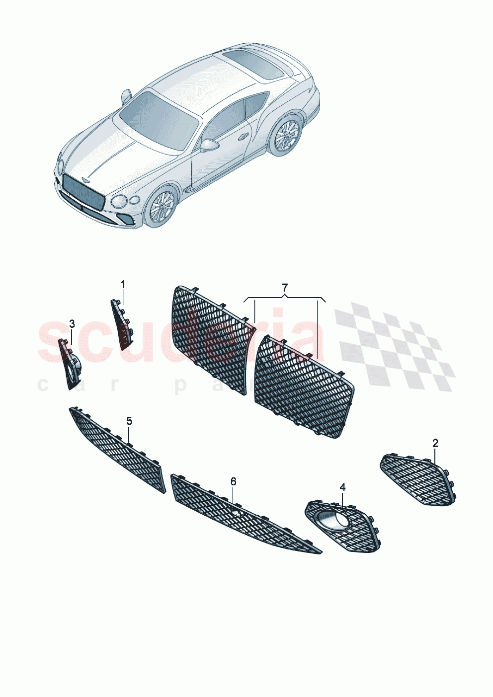 Air guide grille D - MJ 2022>> of Bentley Bentley New Continental GT (2019-2024)