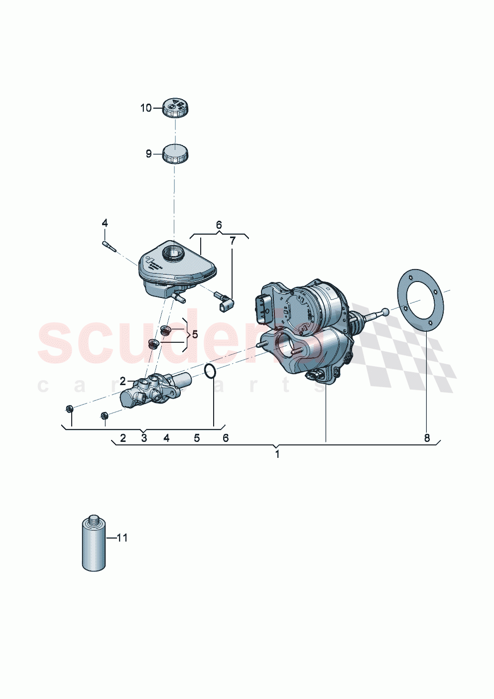 Tandem brake master cylinder with brake fluid reservoir Brake servo (electromechanical) of Bentley Bentley New Continental Convertible (2025-2026)