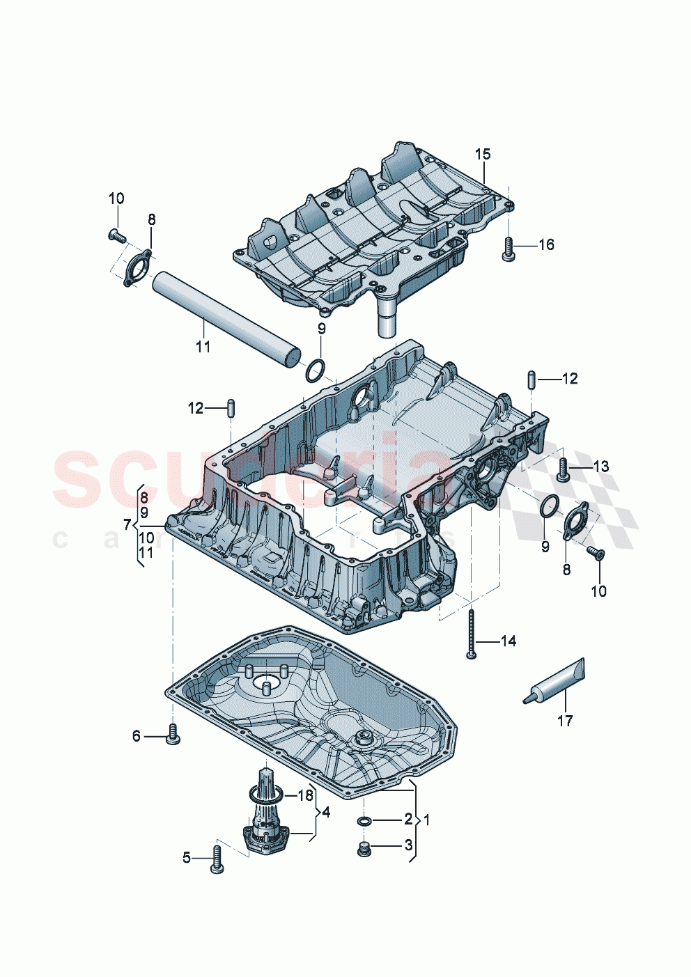 Engine oil sump upper part oil sump - lower part with opening for oil level sensor oil level sensor of Bentley Bentley New Continental Convertible (2025-2026)