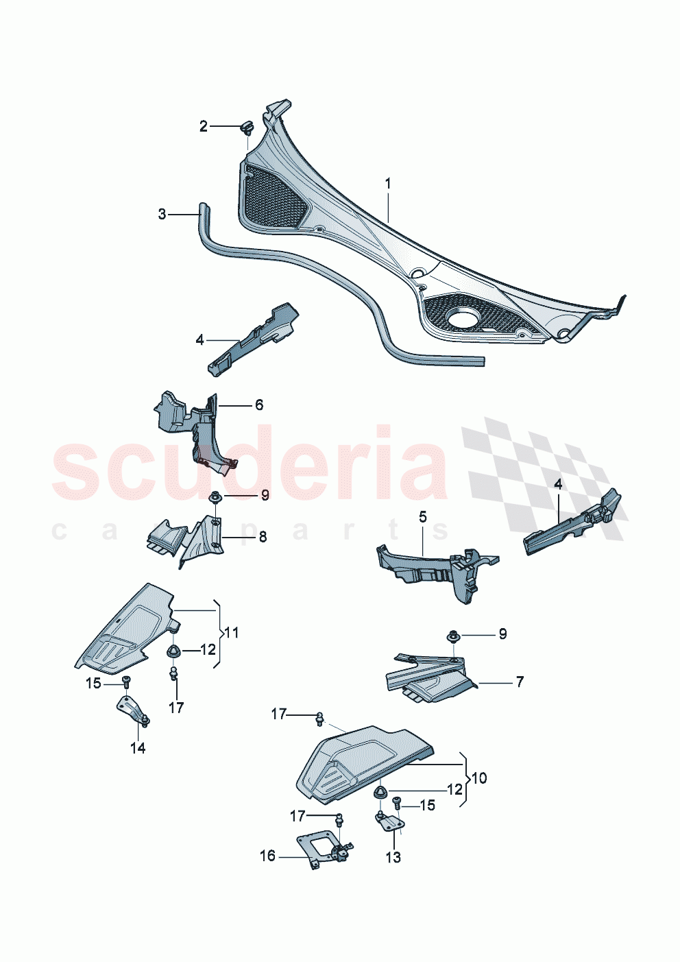 Cover for plenum chamber cover for engine compartment of Bentley Bentley New Continental GT (2025-2026)