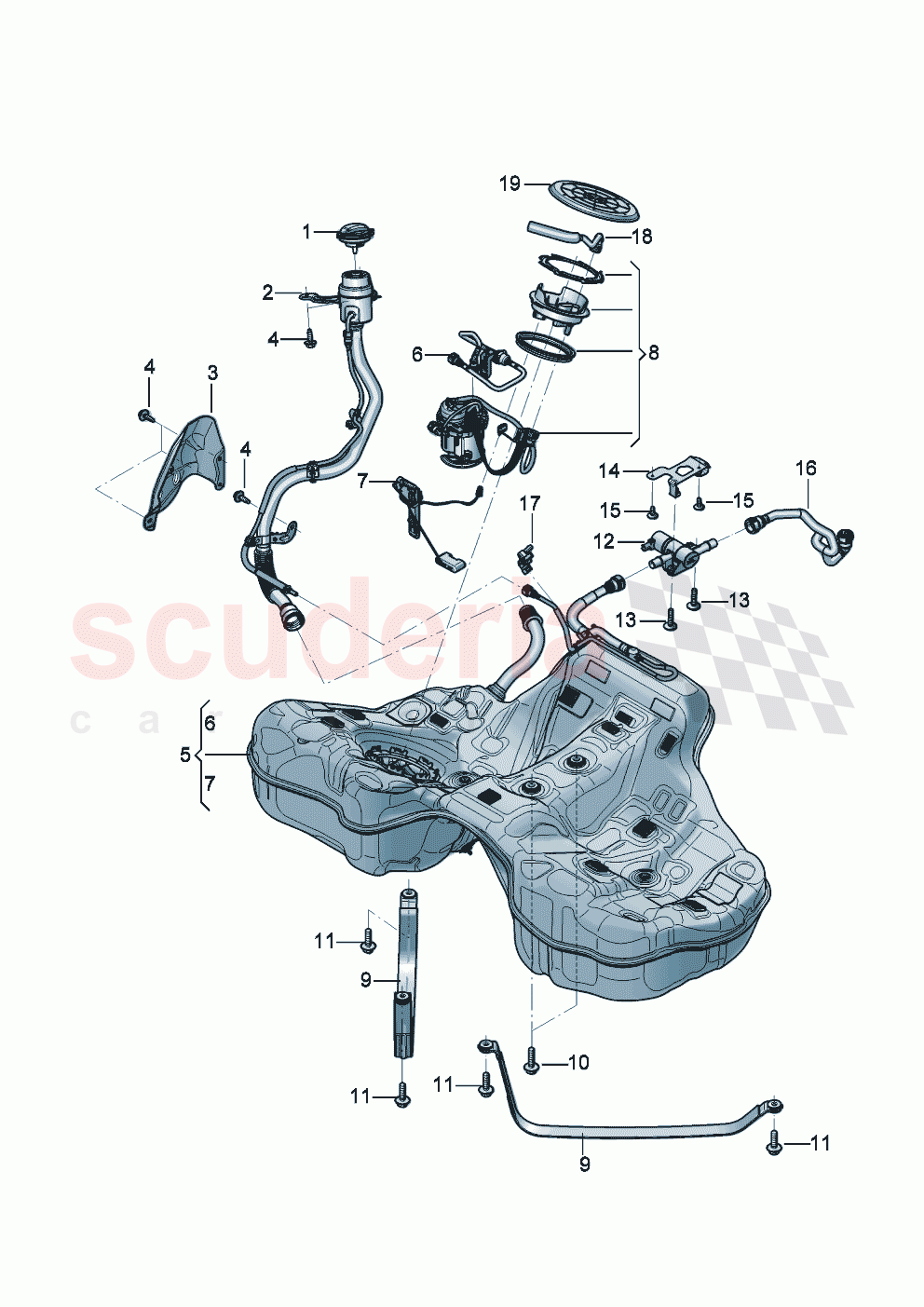 Fuel tank fuel filler neck cap with retaining strap for fuel tank of Bentley Bentley New Continental GT (2025-2026)