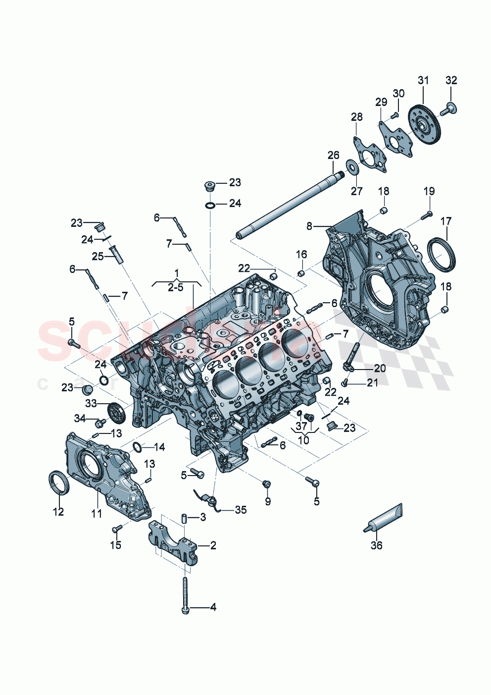 Crankcase housing Sealing flange Intermediate shaft of Bentley Bentley New Flying Spur (2025-2026)