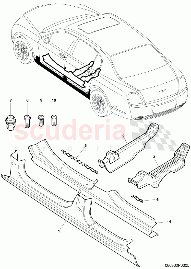 seat support, repair plates of Bentley Bentley Continental Flying Spur (2006-2012)
