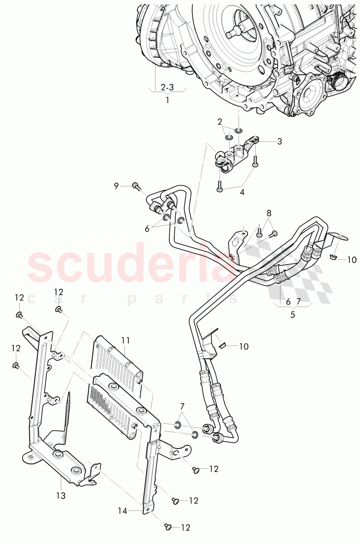 Gear oil cooler, oil pressure line, differential, D - MJ 2015>> of Bentley Bentley Continental GTC (2011+)