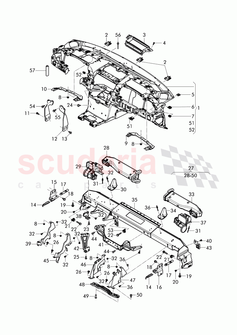cross member for dashbord, dashboard carrier of Bentley Bentley Continental Flying Spur (2013+)