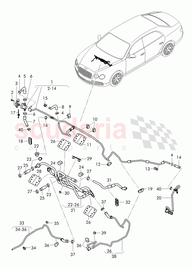 vacuum hoses for brake servo, vacuum hoses with connecting parts of Bentley Bentley Continental Flying Spur (2013+)