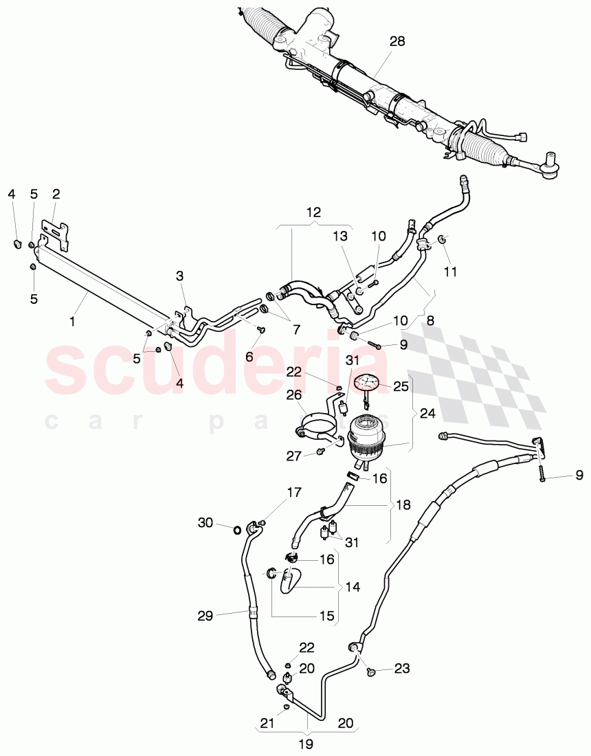 power steering, Reservoir, Pipes, Hoses, F >> 3W-D-099 999, F >> ZA-D-099 999, F 3W-E-082 780>> 3W-E-095 714, F ZA-E-082 780>> ZA-E-095 714 of Bentley Bentley Continental GTC (2011+)