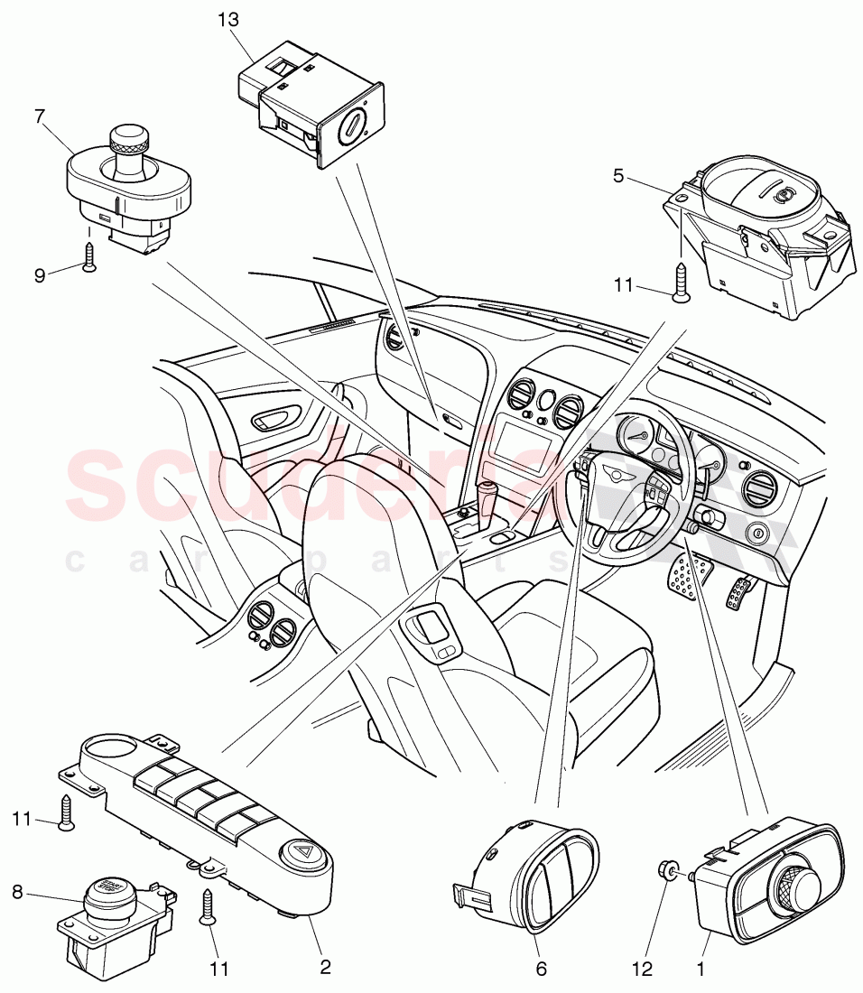 switches in dashboard, switches in console, D - MJ 2014>> of Bentley Bentley Continental GT (2011-2018)