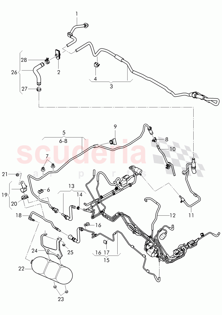 vacuum hoses for brake servo, vacuum hoses with connecting parts, D - MJ 2015>> of Bentley Bentley Continental GT (2011-2018)