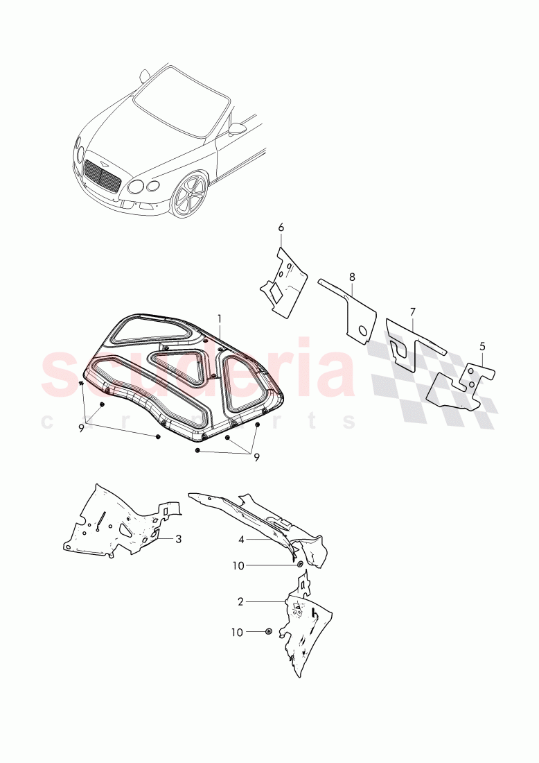 hood silencer of Bentley Bentley Continental GT (2011-2018)