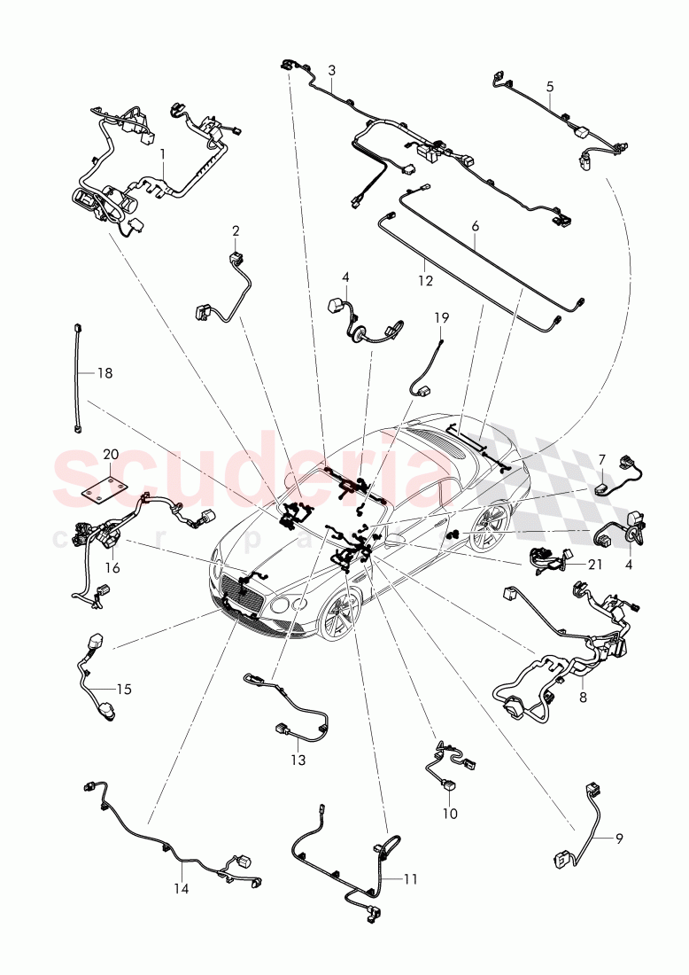 additional harness for interior, additional dashboard, harness, additional harness for engine, compartment, additional wiring harness, rear of Bentley Bentley Continental Supersports Convertible (2017+)