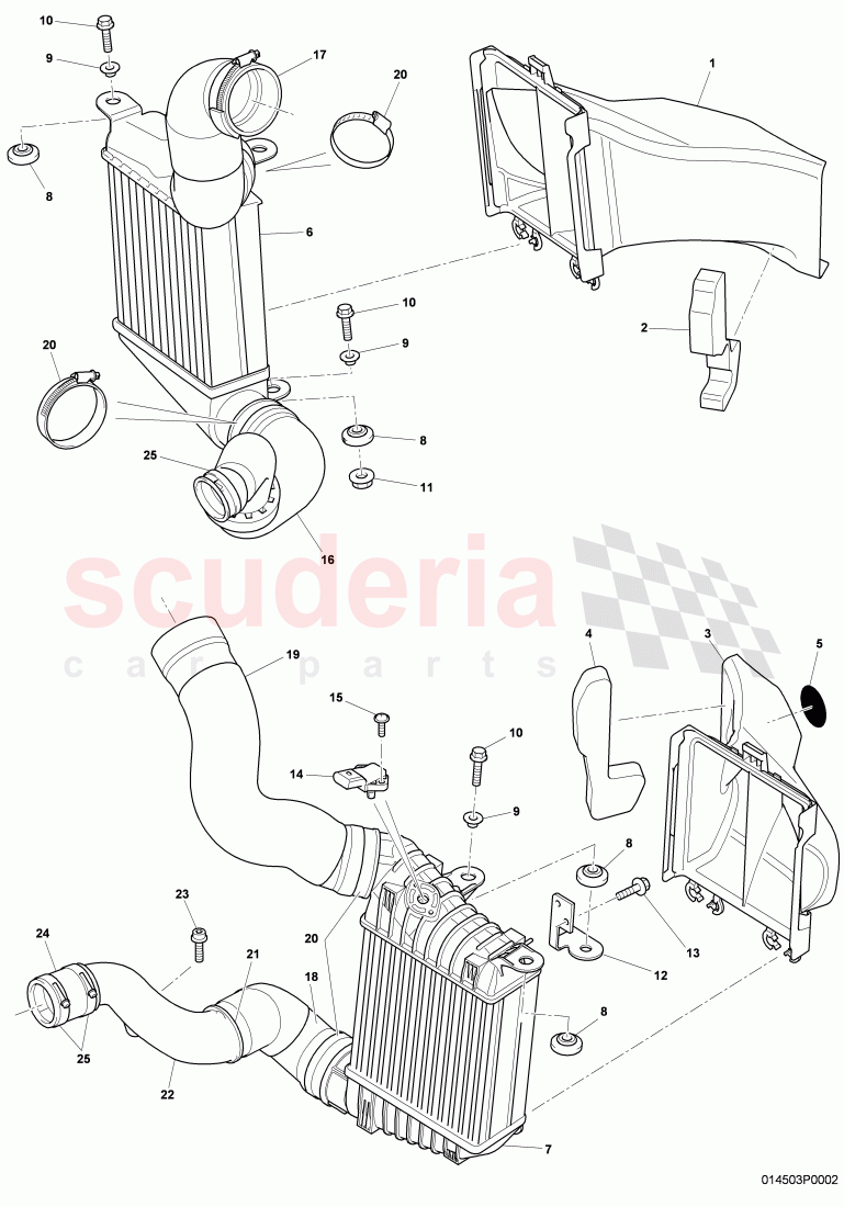 charge air cooler, air duct for charge, air cooler, D - MJ 2008>> of Bentley Bentley Continental Flying Spur (2006-2012)