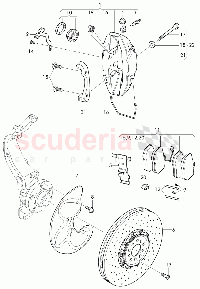 brake caliper, splash shield for brake disc, for vehicles with ceramic, brake disc of Bentley Bentley Continental Supersports (2017+)