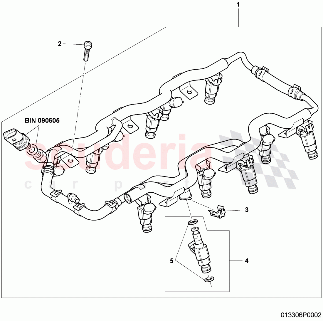 fuel rail, injector complete, D - MJ 2011>> of Bentley Bentley Continental Flying Spur (2006-2012)
