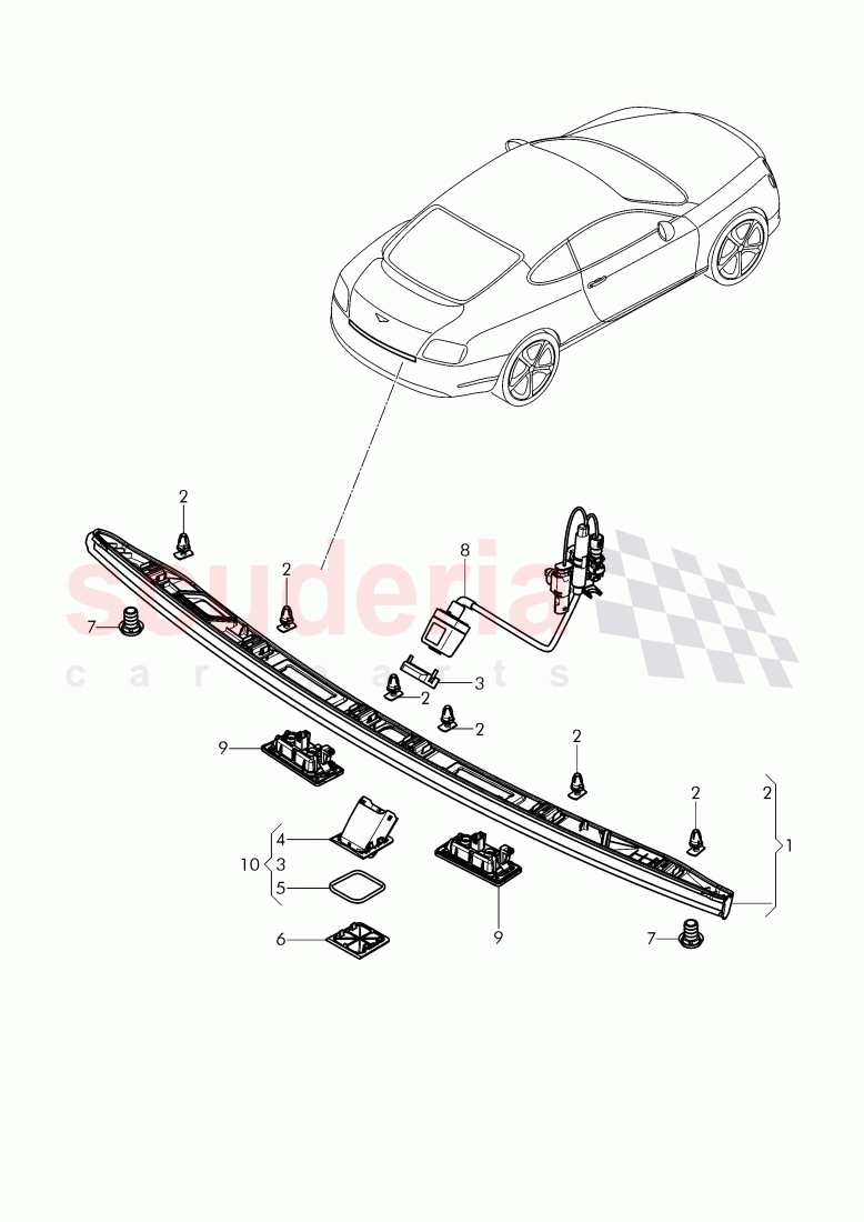 trim panel for hatch gate, rear view camera, bracket of Bentley Bentley Continental Supersports (2017+)