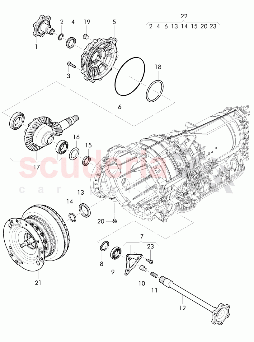 small parts kit, for front axle differential, for 8-speed automatic gearbox of Bentley Bentley Continental Flying Spur (2013+)