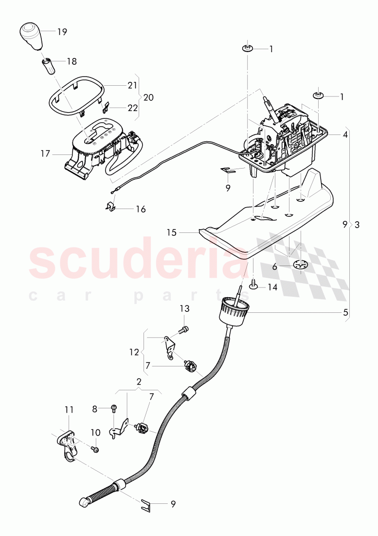 selector mechanism with cable, for 8-speed automatic gearbox of Bentley Bentley Continental Supersports Convertible (2017+)