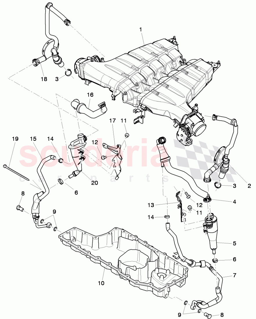 breather assy., crankcase of Bentley Bentley Continental GTC (2011+)