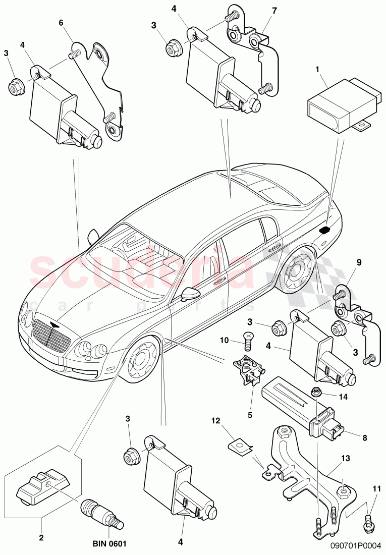Tire pressure control system, D - MJ 2006>> of Bentley Bentley Continental Flying Spur (2006-2012)