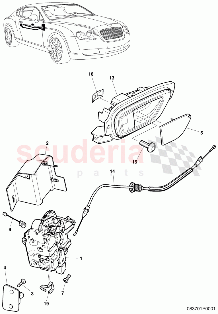 Door Latches, F 3W-4-020 001>> 3W-5-030 416 of Bentley Bentley Continental GT (2003-2010)