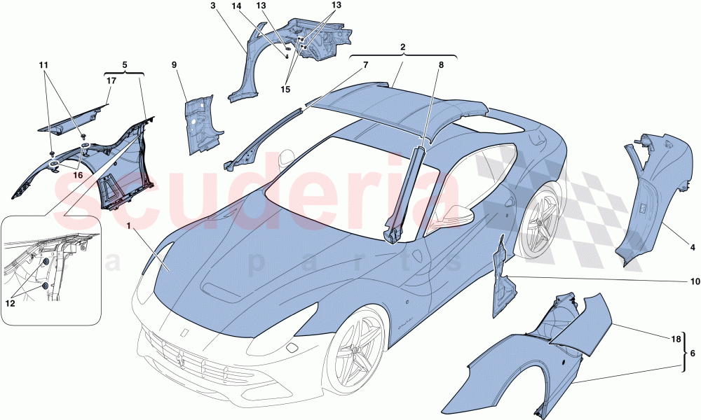 BODYSHELL - EXTERNAL TRIM of Ferrari Ferrari F12 Berlinetta
