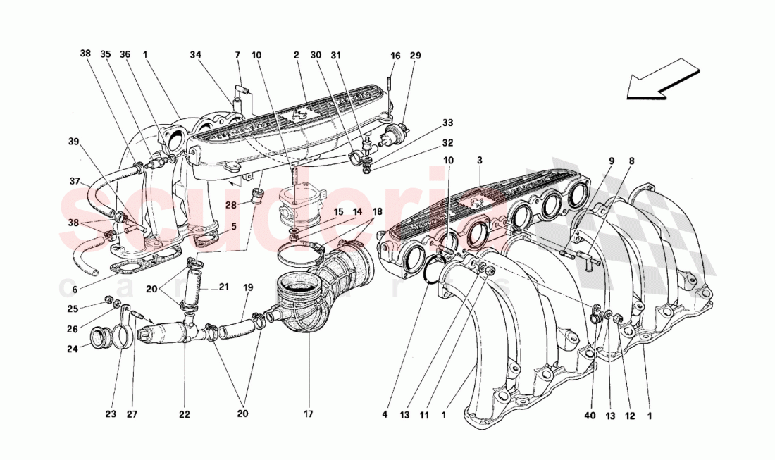Air intake manifolds of Ferrari Ferrari 512 TR