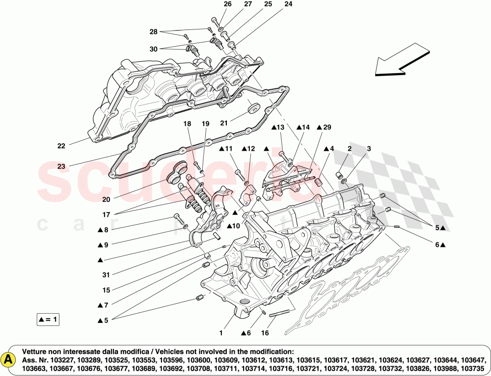 RIGHT HAND CYLINDER HEAD of Ferrari Ferrari California (2012-2014)