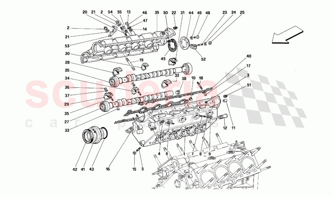 R.H. CYLINDER HEAD of Ferrari Ferrari 348 (2.7 Motronic)