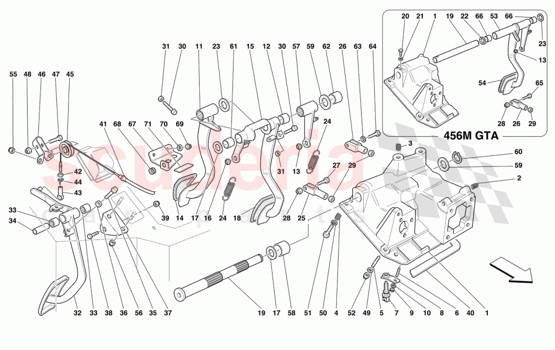 PEDALS AND ACCELERATOR CONTROL -Valid for GD- of Ferrari Ferrari 456 M GT/GTA