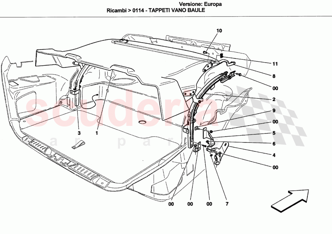 LUGGAGE COMPARTMENT MATS of Ferrari Ferrari California (2008-2011)