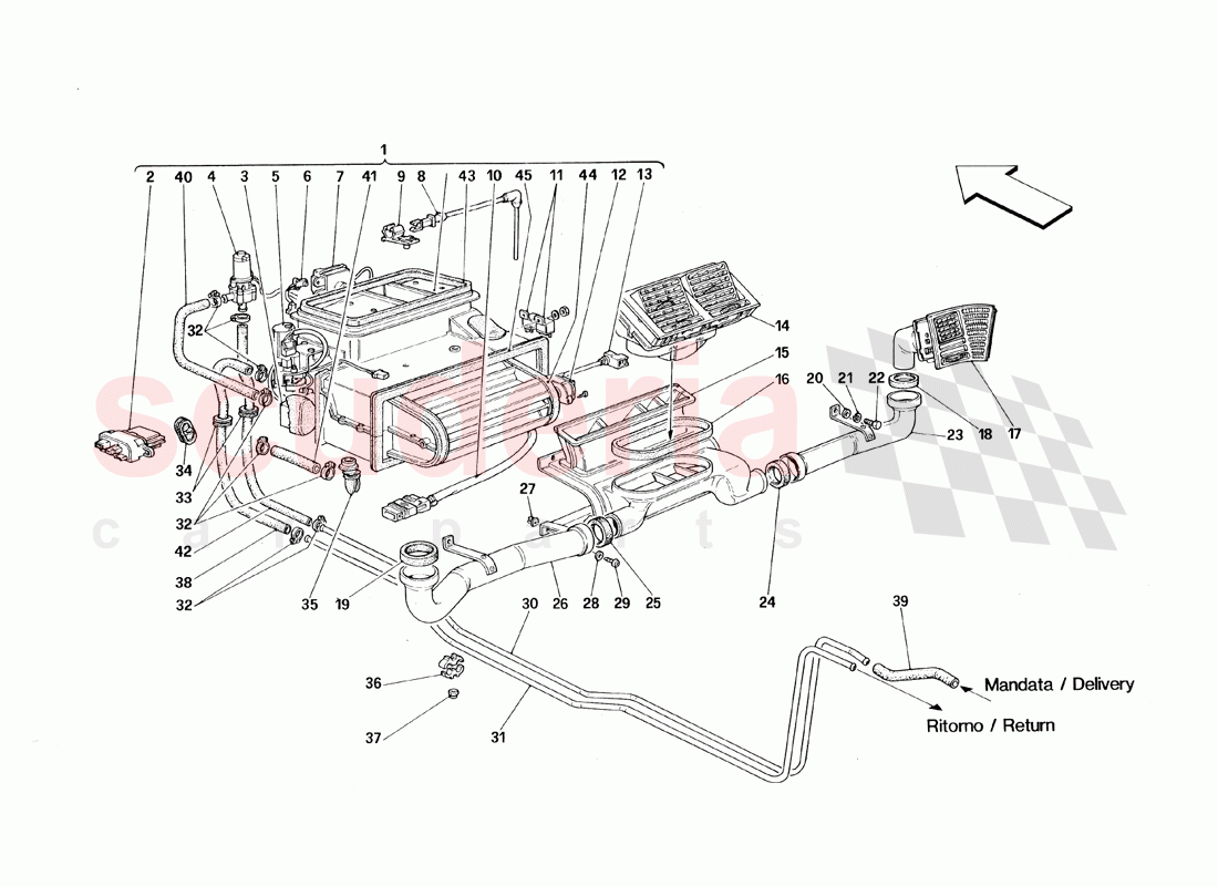 Evaporator Unit and Passengers Compartment Aerating of Ferrari Ferrari 348 TB (1993)